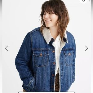 Madewell Plus Sherpa Line Oversized Blue Jean Denim Jacket XXL